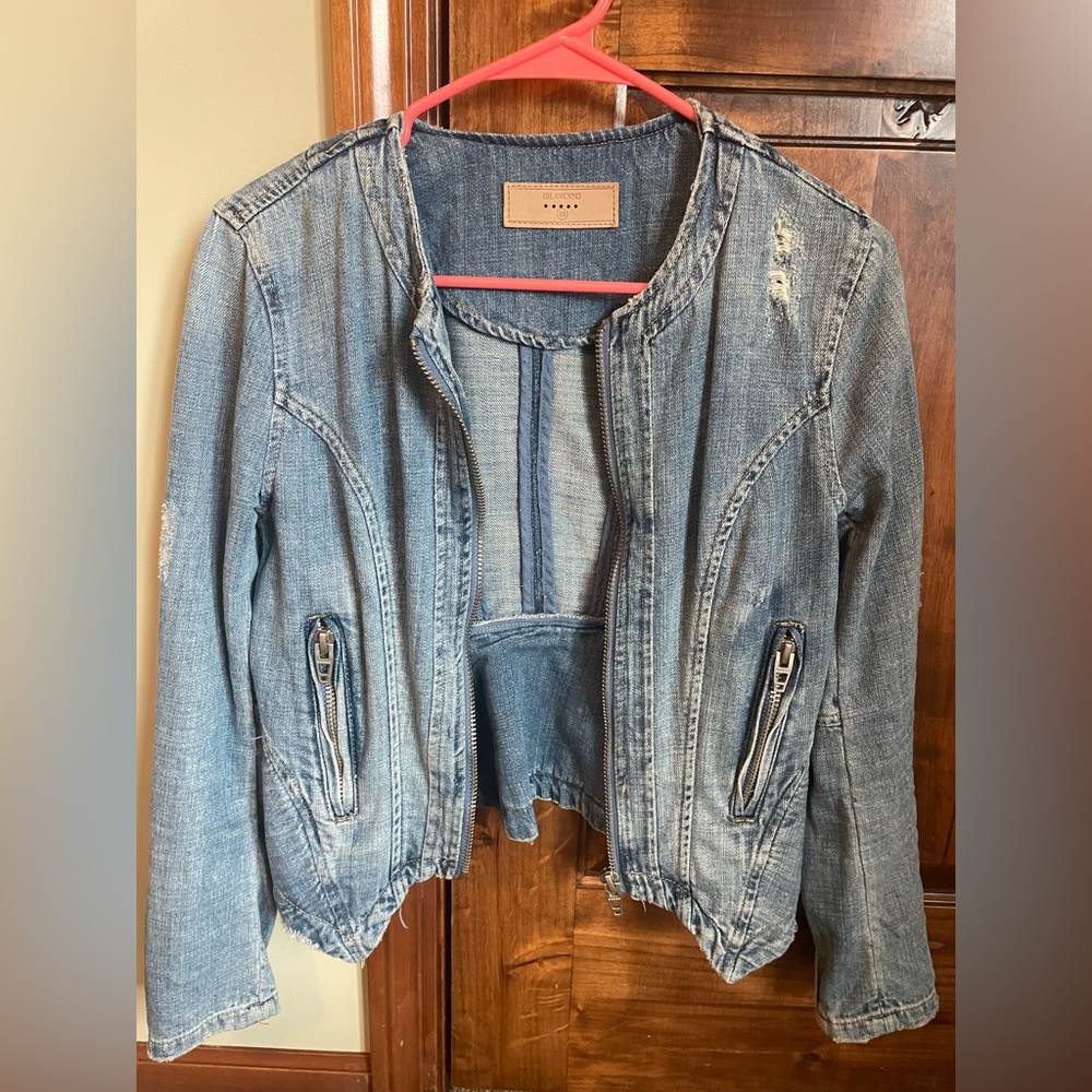 Blank NYC Denim Peplum Jacket, Size XS